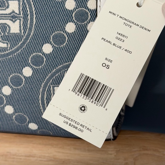 Tory Burch Mini T Monogram Denim Tote - Picture 3 of 10
